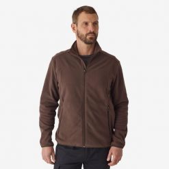 Polar Solognac 100. Brązowe bluzy z polaru męskie SOLOGNAC, m, bez wzorów, z materiału, sportowe, bez ramiączek, bez kaptura. Za 59.99 zł.