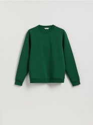 Bluza regular z bawełną - zielony. Zielone bluzy nierozpinane męskie Reserved, l, bez wzorów, z bawełny, bez ramiączek, bez kaptura. Za 99.99 zł.