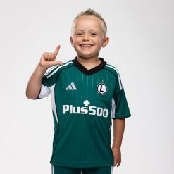 Koszulka wyjazdowa Adidas LEGIA JR 25/26. Zielone t-shirty sportowe męskie ADIDAS, bez wzorów, z tkaniny, sportowe, bez ramiączek. Za 259.99 zł.