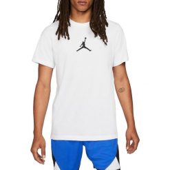 Koszulka sportowa męska Nike Air Jordan Jumpman. Białe t-shirty sportowe męskie Nike, l, bez wzorów, z bawełny, casualowe, bez ramiączek. Za 166.00 zł.