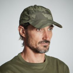 Czapka z daszkiem Solognac 100 lekka. Zielone czapki męskie SOLOGNAC, bez wzorów, z materiału, sportowe. Za 29.99 zł.