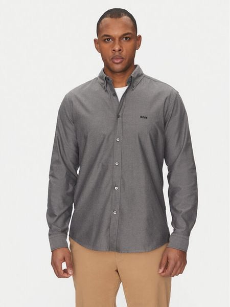 BOSS Koszula Rickert 50519707 Szary Regular Fit. Szare koszule męskie Boss, m, bez wzorów, z bawełny, bez kołnierzyka, bez ramiączek. Za 229.99 zł.