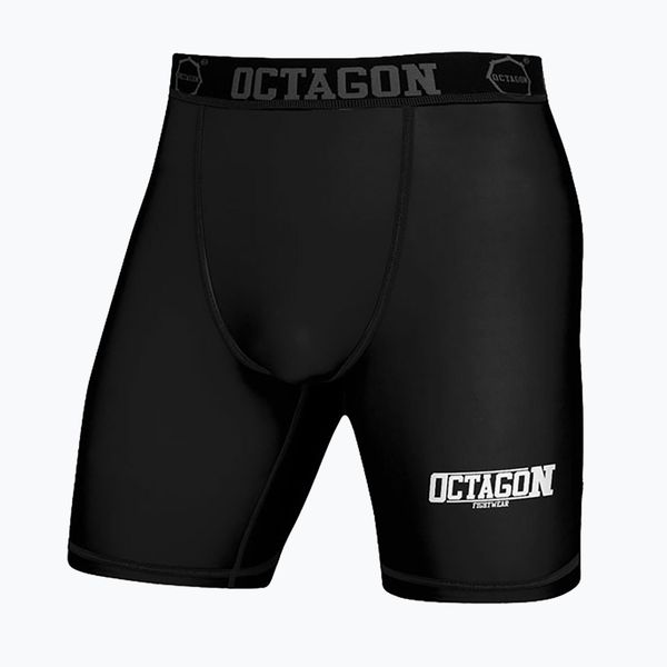 Spodenki kompresyjne męskie Octagon Fight Wear. Czarne szorty sportowe męskie OCTAGON, bez wzorów, sportowe. Za 99.99 zł.