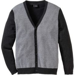 Kardigan z dzianiny o gładkim splocie Regular Fit bonprix antracytowy melanż - biały. Kardigany męskie marki bonprix. Za 34.99 zł.