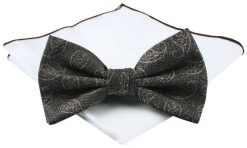 Męska Mucha (Poszetka w Zestawie) - Chattier - Odcienie Brązów i Beżu. Krawaty i muchy męskie Chattier, bez wzorów, eleganckie. Za 59.00 zł.