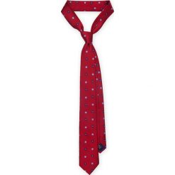 KRAWAT CZERWONY W KWIATKI. Czerwone krawaty i muchy męskie LANCERTO, w kwiaty, z żakardem, eleganckie. Za 139.90 zł.