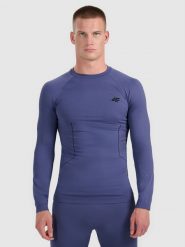 4F Bielizna termoaktywna bezszwowa (góra) męska - granatowa XXL/3XL. Niebieskia bielizna termoaktywna męska 4f, m, bez wzorów, ze skóry, bez ramiączek, trekkingowe. Za 149.99 zł.