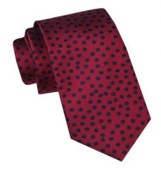 Modny Męski Krawat - Alties - Grochy na Ciemnoczerwonym Tle. Czerwone krawaty i muchy męskie Alties, bez wzorów, z tkaniny, eleganckie. Za 49.00 zł.