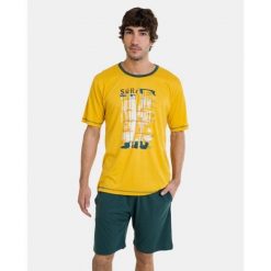 Piżama męska rozm. L P241307 Yellow P66. Żółte piżamy męskie Massana Homewear, l, bez wzorów, z bawełny, bez kołnierzyka, bez ramiączek. Za 217.00 zł.