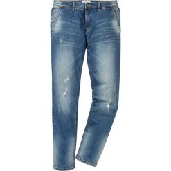 Dżinsy ze stretchem chino Regular Fit Tapered bonprix niebieski "used". Eleganckie spodnie męskie marki bonprix. Za 79.99 zł.