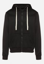 Czarna Rozpinana Bluza z Kapturem z Bawełną Ozdobiona Sznurkami Nerrise. Czarne bluzy z kapturem męskie Born2be, l, bez wzorów, z bawełny, z kapturem. Za 89.99 zł.