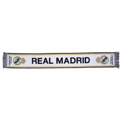 Szalik Real Madryt - licencjonowany 140 cm x 20 cm. Białe szaliki męskie Real Madrid, bez wzorów, sportowe. Za 99.00 zł.