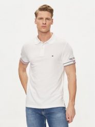 Tommy Hilfiger Polo Flag MW0MW34780 Biały Slim Fit. Białe koszulki polo męskie Tommy Hilfiger, m, bez wzorów, z wiskozy, bez kołnierzyka, bez ramiączek. Za 239.99 zł.