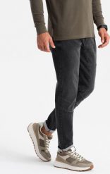 Ombre Spodnie męskie jeansowe TAPER FIT z przeszyciami i podwiniętymi nogawkami czarne V3 OM-PADP-0161 XL. Czarne spodnie dresowe męskie Ombre, bez wzorów, z jeansu. Za 159.99 zł.
