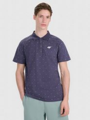4F Koszulka polo regular z nadrukiem męska - szara S. Szare koszulki polo męskie 4f, m, bez wzorów, z bawełny, eleganckie, bez kołnierzyka, bez ramiączek. W wyprzedaży za 79.99 zł.
