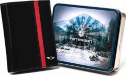 Peterson Portfel skórzany Peterson czarny [DH] Portfel męski skórzany PTN N62-VTP BL-RE. Czarne portfele męskie Peterson, bez wzorów. Za 178.92 zł.