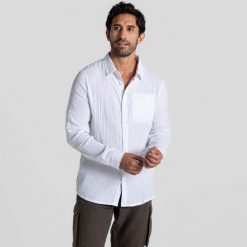 Koszula podróżnicza męska Craghoppers Moro Long Sleeved Shirt. Białe koszule męskie Craghoppers, m, bez wzorów, bez kołnierzyka, bez ramiączek. Za 319.99 zł.