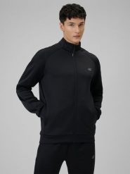 4F Bluza treningowa regular bez kaptura męska - czarna S. Czarne bluzy rozpinane męskie 4f, m, bez wzorów, sportowe, bez ramiączek, bez kaptura. Za 199.99 zł.