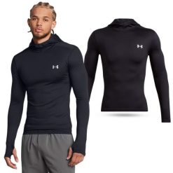 Koszulka termoaktywna męska Under Armour longsleeve treningowy z kapturem. Czarne bielizna termoaktywna męska Under Armour, m, bez wzorów, bez ramiączek, do biegania. W wyprzedaży za 238.00 zł.