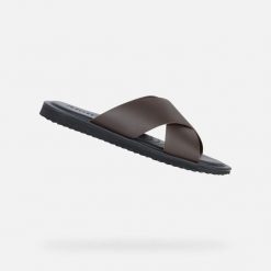 Sandały GEOX U ERICE B Brązowy. Brązowe sandały męskie Geox, ze skóry, bez zapięcia. Za 293.99 zł.
