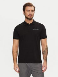 KARL LAGERFELD Polo 745094 551225 Czarny Regular Fit. Czarne koszulki polo męskie KARL LAGERFELD, m, bez wzorów, z bawełny, bez kołnierzyka, bez ramiączek. Za 329.99 zł.