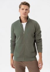 Bluza ze stójką B-GULF. Brązowe bluzy rozpinane męskie Volcano, m, bez wzorów, z bawełny, bez ramiączek, bez kaptura. Za 179.99 zł.