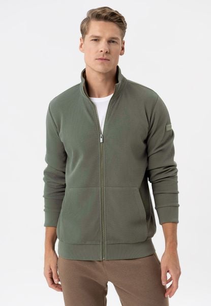 Bluza ze stójką B-GULF. Brązowe bluzy rozpinane męskie Volcano, m, bez wzorów, z bawełny, bez ramiączek, bez kaptura. Za 179.99 zł.