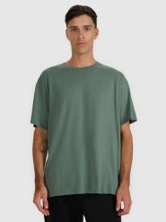 4F T-shirt oversize z nadrukiem męski - oliwkowy/khaki XL. Brązowe t-shirty męskie 4f, m, bez wzorów, z bawełny, bez kołnierzyka, bez ramiączek. Za 69.99 zł.