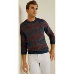 Mango Man - Sweter Check. Szare swetry męskie Mango Man, z bawełny, z okrągłym kołnierzem. Za 199.90 zł.