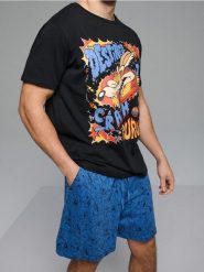 Bawełniana piżama dwuczęściowa z nadrukiem Looney Tunes - wielobarwny. Piżamy męskie Sinsay, l, bez wzorów, z bawełny, bez kołnierzyka, bez ramiączek. Za 49.99 zł.