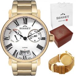 Szwajcarski zegarek męski Bisset szafirowe szkło ZESTAW. Niebieskie zegarki męskie Bisset, szklane. Za 1,058.88 zł.