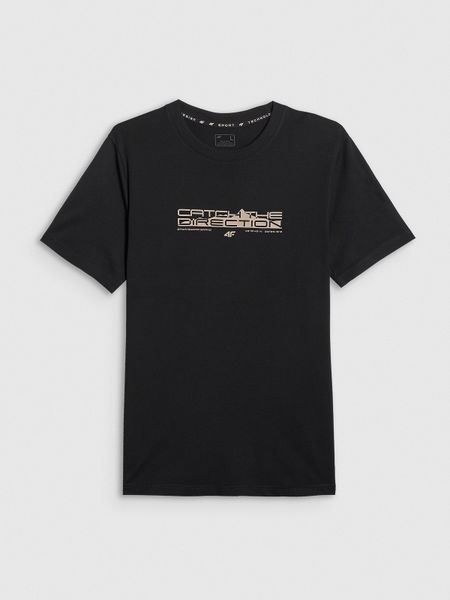 4F T-shirt regular z nadrukiem męski - czarny XXL. Czarne t-shirty męskie 4f, m, bez wzorów, z bawełny, bez kołnierzyka, bez ramiączek. Za 59.99 zł.