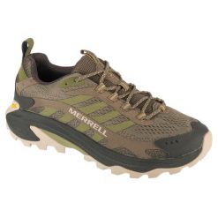 Buty trekkingowe męskie, Moab Speed 2. Zielone buty trekkingowe męskie Merrell, bez wzorów, z gumy, bez zapięcia. Za 499.99 zł.