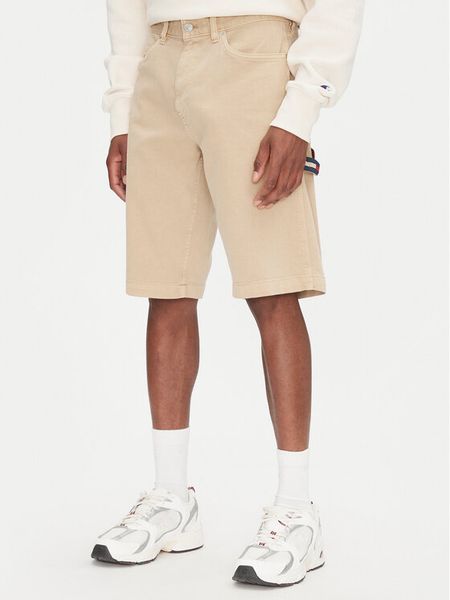 Tommy Jeans Szorty materiałowe Jaimie DM0DM21951 Beżowy Slim Fit. Brązowe szorty męskie Tommy Jeans, bez wzorów, z bawełny. Za 249.99 zł.