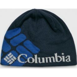 Columbia - Czapka. Niebieskie czapki męskie Columbia, na zimę, z nadrukiem, z dzianiny. Za 99.90 zł.
