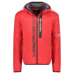 Bluza męska Geographical Norway FREESTYLE DB RED 054, czerwona. Czerwone bluzy rozpinane męskie Geographical Norway, m, bez wzorów, z bawełny, bez ramiączek, bez kaptura. Za 159.00 zł.