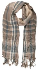 Lekki Szalik Wiosenno-Jesienny - Teer - Stonowana Kolorystyka w Kratę. Szare szaliki męskie Teer, na jesień, bez wzorów, z materiału, eleganckie. Za 45.00 zł.