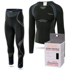 Bielizna termoaktywna męska BRUGI zestaw koszulka + spodnie narty góry bieganie. Czarna bielizna termoaktywna męska Brugi, m, bez wzorów, bez ramiączek, do biegania. Za 182.56 zł.