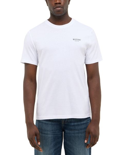 Męski T-Shirt Mustang Style Austin Bright White 1016857 2007. Białe t-shirty męskie Mustang, m, bez wzorów, bez kołnierzyka, bez ramiączek. Za 79.99 zł.