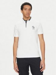 Guess Polo M5GP60 K7O64 Biały Slim Fit. Białe koszulki polo męskie Guess, m, z aplikacjami, z bawełny, bez kołnierzyka, bez ramiączek. Za 189.99 zł.