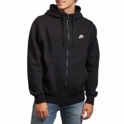 Bluza na co dzień męska NIKE SPORTSWEAR CLUB na zamek z kapturem. Czarne bluzy z kapturem męskie Nike, m, bez wzorów, z kapturem. Za 189.00 zł.