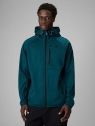 4F Kurtka softshell wiatroodporna membrana 5000 męska - zielona L. Niebieskie kurtki męskie 4f, l, bez wzorów, z materiału, bez kaptura. Za 299.99 zł.