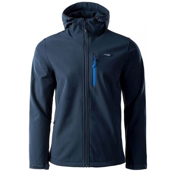 Kurtka męska Softshell Elbrus Iver - granatowa, Rozmiar L. Kurtki męskie ELBRUS, l, bez wzorów, z dzianiny, bez ramiączek, bez kaptura. Za 194.99 zł.