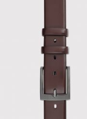 PAKO LORENTE - Ciemnobrązowy skórzany pasek męski. Paski męskie Pako Lorente, bez wzorów, ze skóry. Za 149.99 zł.