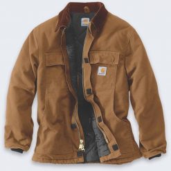 Kurtka Carhartt Firm Duck Traditional BROWN. Brązowe kurtki męskie Carhartt, m, bez wzorów, bez ramiączek, bez kaptura. Za 585.30 zł.