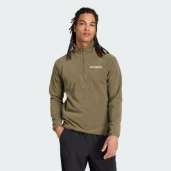 Kurtka Multi Essentials 1/2 Zip Fleece. Brązowe kurtki męskie ADIDAS, uniwersalny, bez wzorów, z materiału, bez ramiączek, bez kaptura. Za 179.00 zł.