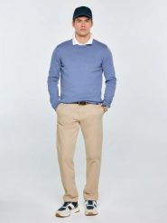 Sweter męski bawełniany niebieski Simoner 402. Niebieskie swetry męskie Big Star, z aplikacjami, z bawełny, biznesowe, bez kołnierzyka, bez ramiączek. Za 179.99 zł.