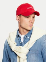 Guess Jeans Czapka z daszkiem M4BZ26 WF8V1 Czerwony. Czerwone czapki męskie Guess Jeans, z aplikacjami, z bawełny. Za 89.99 zł.