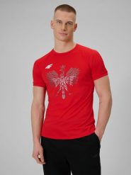 4F Koszulka kibica uniseks - czerwona 3XL. Czerwone t-shirty męskie 4f, m, bez wzorów, bez kołnierzyka, bez ramiączek. Za 129.99 zł.