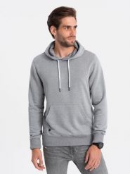 Bluza męska z kapturem BASIC - szary melanż V1 - Rozmiar: XXL. Szare bluzy z kapturem męskie Ombre Clothing, m, bez wzorów, z bawełny, z kapturem. W wyprzedaży za 43.49 zł.